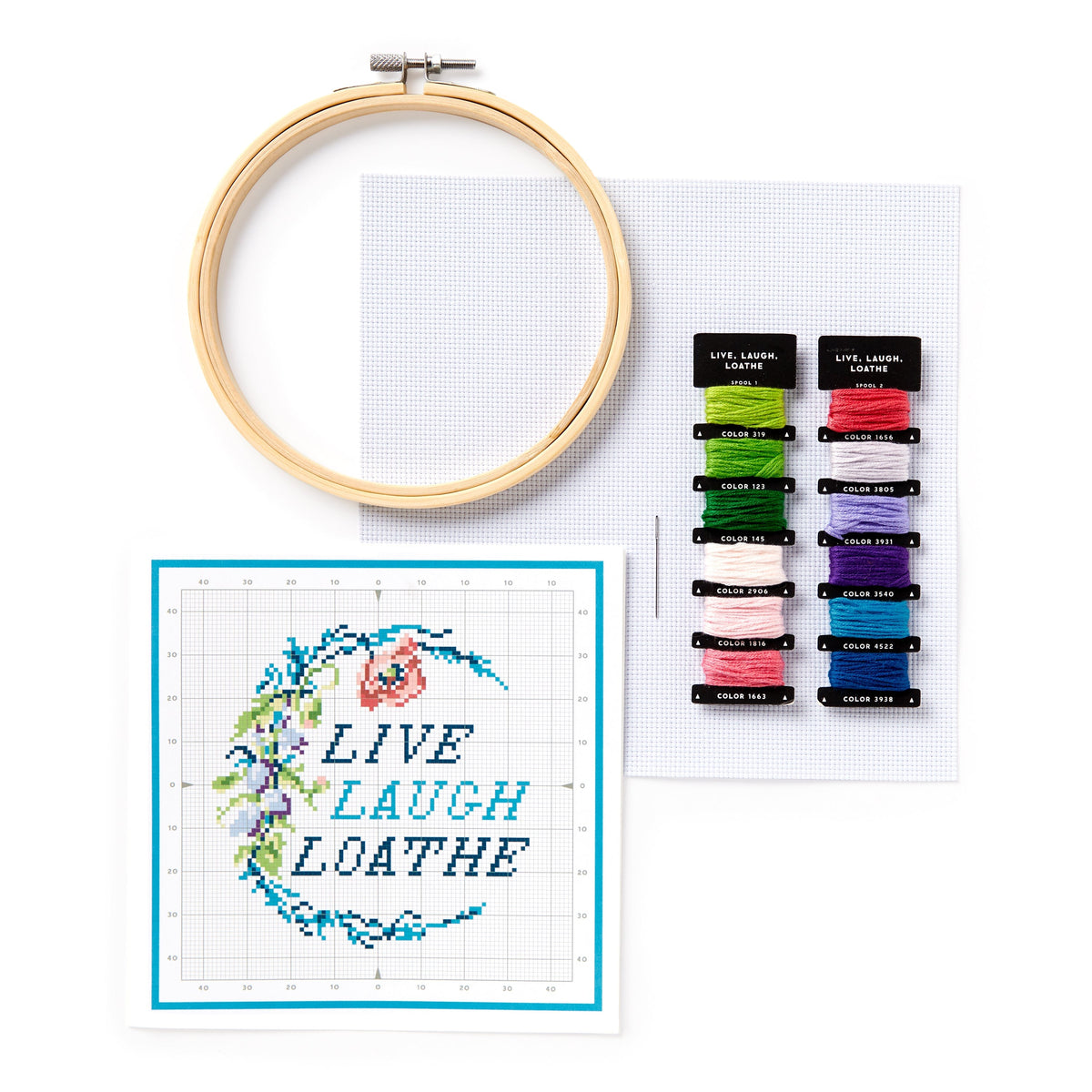 Live Laugh Loathe Cross Stitch Kit Brass Monkey 