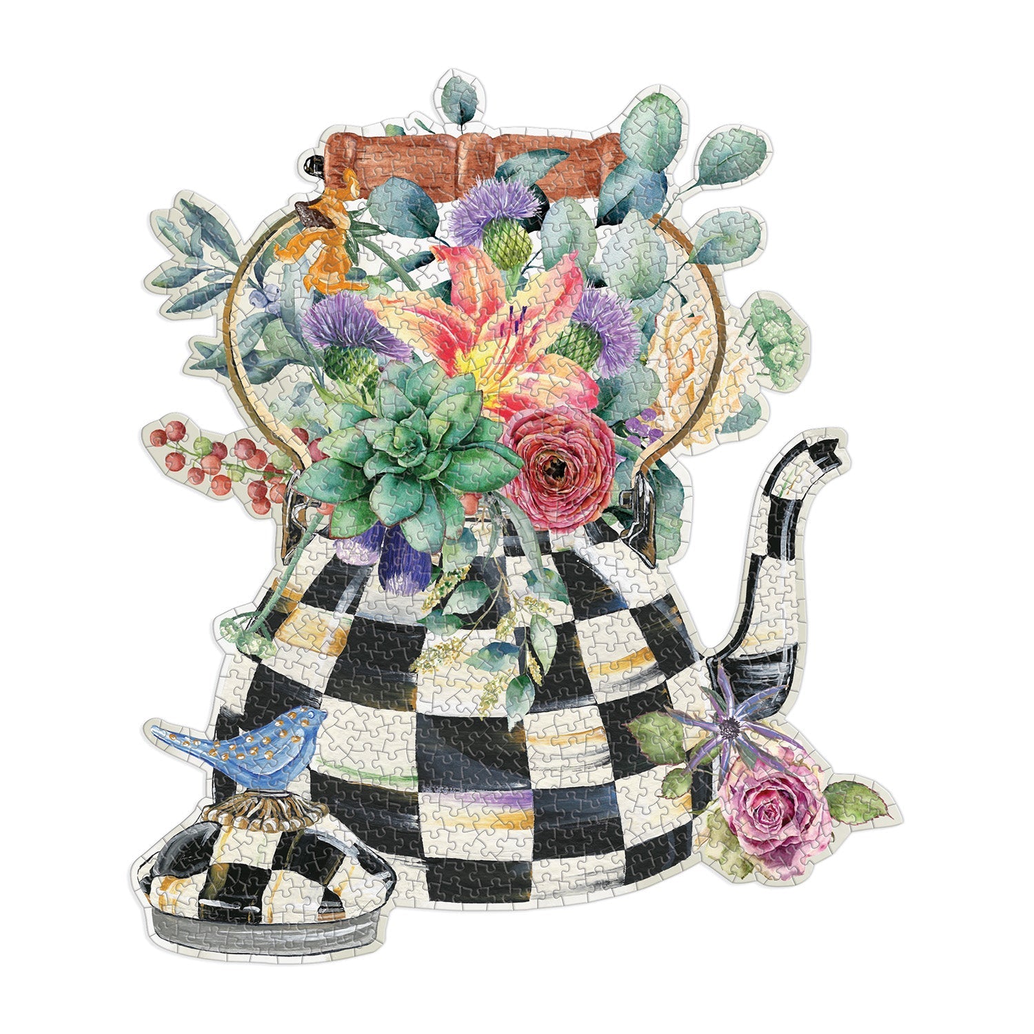 MacKenzie-Childs Blooming Kettle 750 Piece Shaped Puzzle