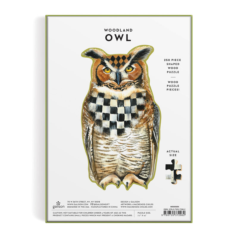 MacKenzie-Childs Woodland Owl 250 Piece Shaped Wood Puzzle Galison 