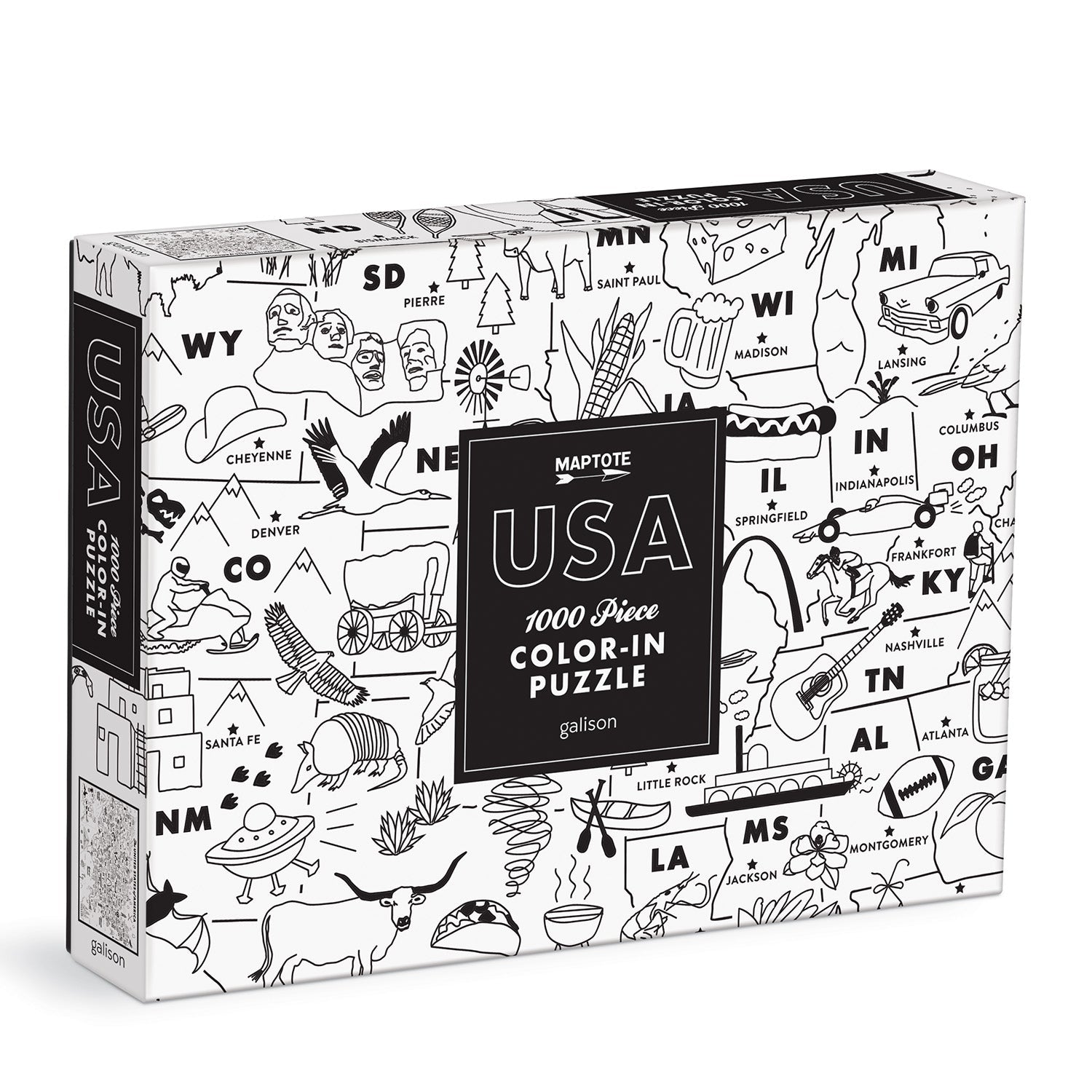 Maptote USA Color-In 1000 Piece Puzzle | Galison