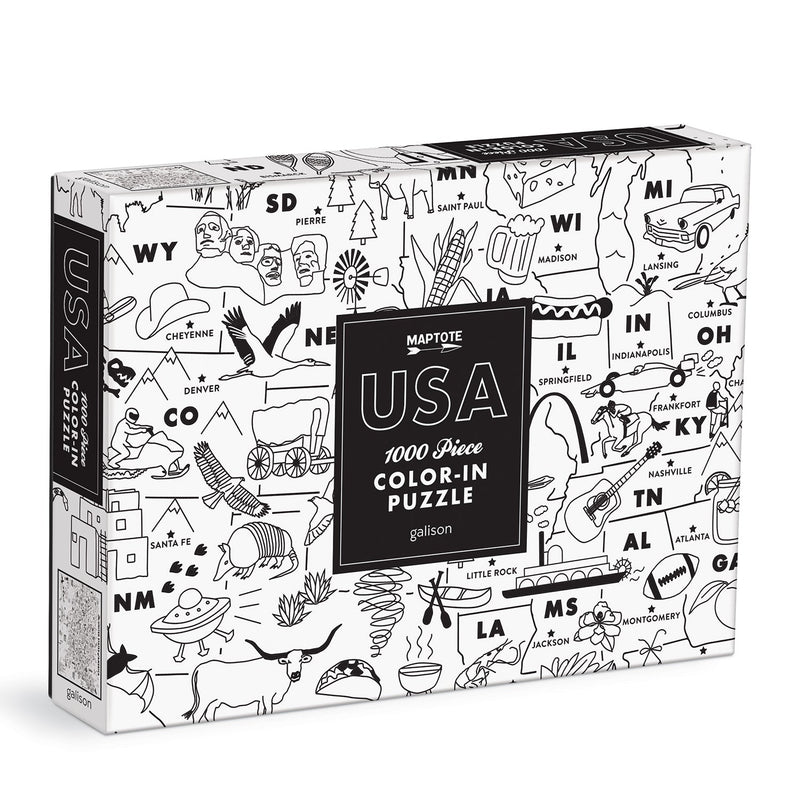 Maptote USA Color-In 1000 Piece Puzzle Galison 