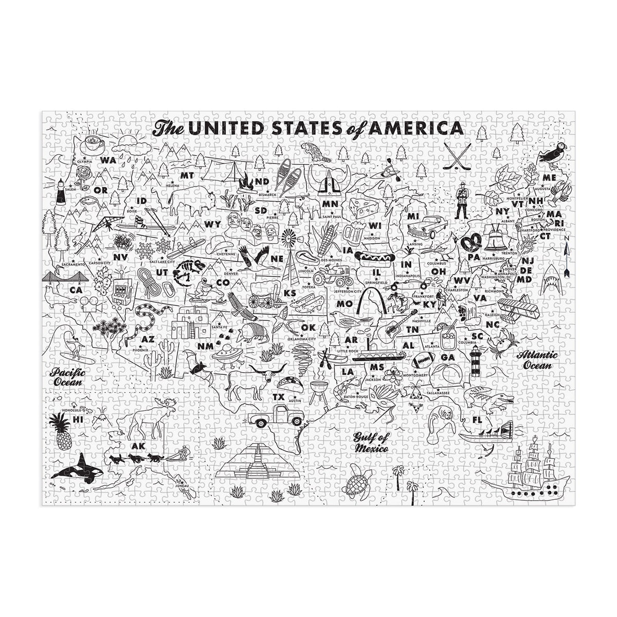 Maptote USA Color-In 1000 Piece Puzzle Galison 