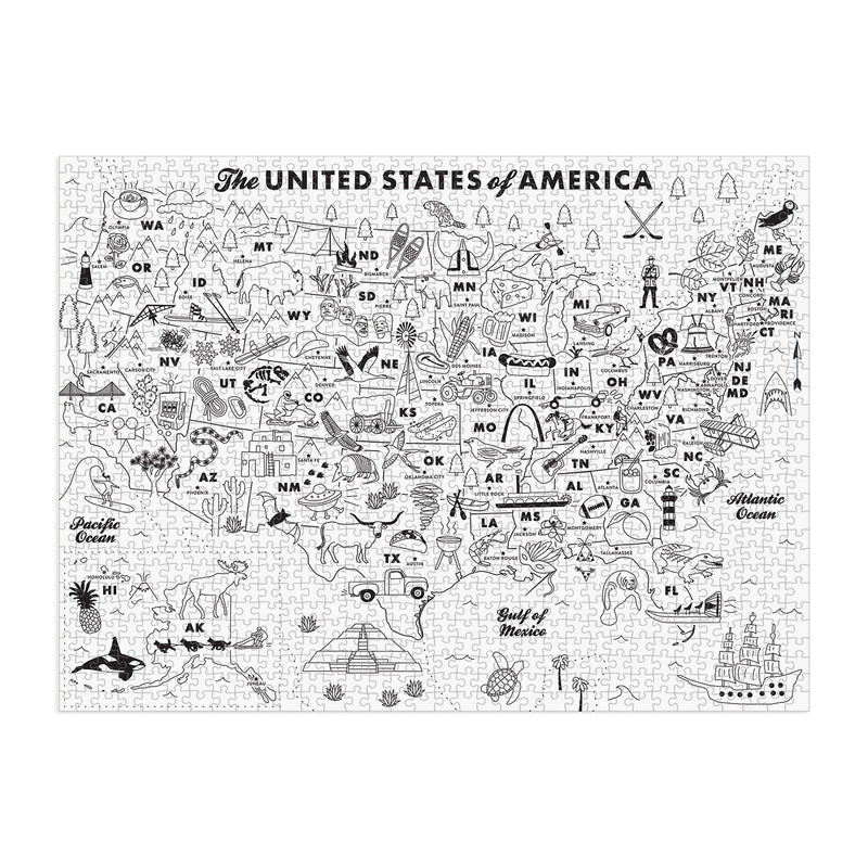 Maptote USA Color-In 1000 Piece Puzzle Galison 