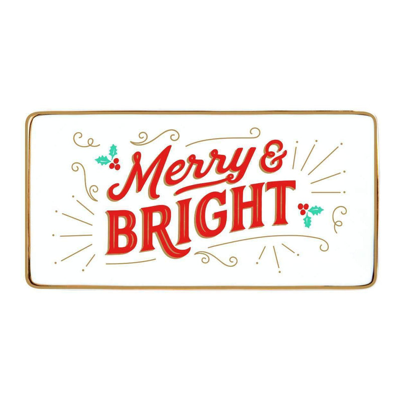 Merry & Bright Porcelain Tray Holiday Gifts Galison 