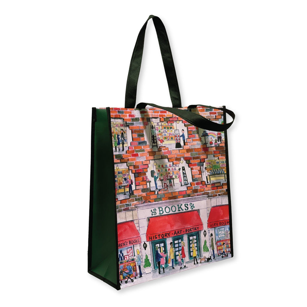 Michael Storrings A Day at the Bookstore Reusable Tote Tote Bags Michael Storrings 