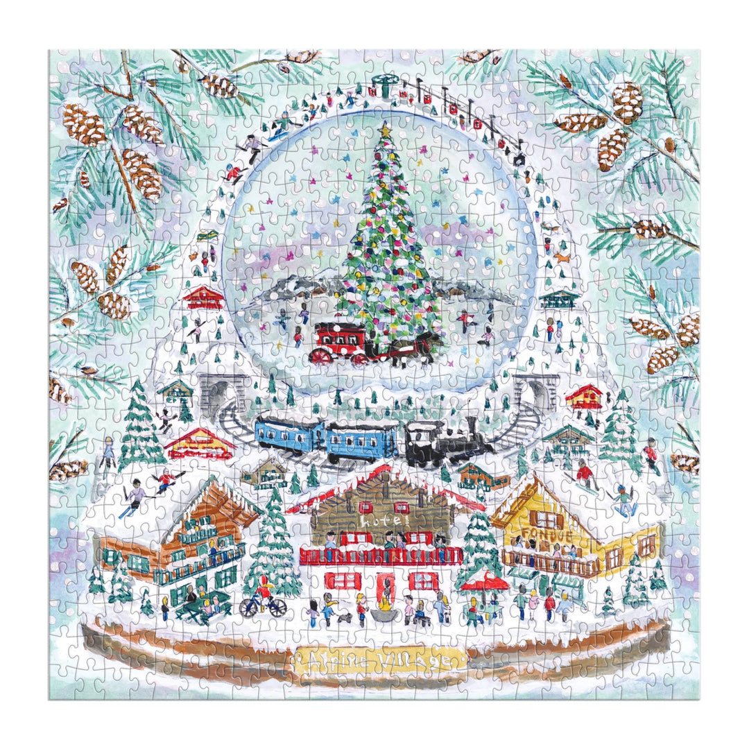 Michael Storrings Alpine Village Snowglobe 500 Piece Foil Puzzle 500 Piece Puzzles Michael Storrings 