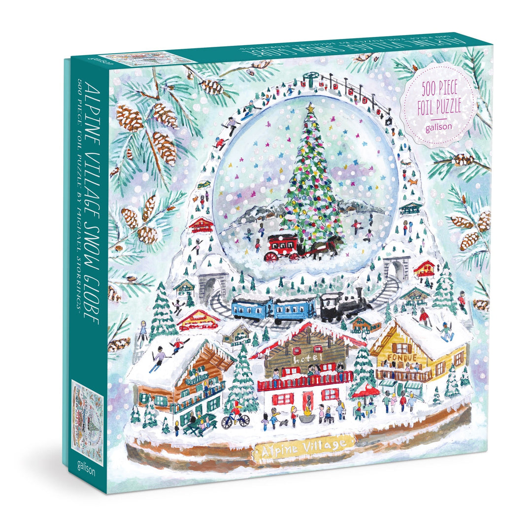 Michael Storrings Alpine Village Snowglobe 500 Piece Foil Puzzle 500 Piece Puzzles Michael Storrings 