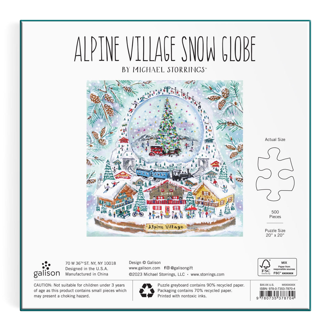 Michael Storrings Alpine Village Snowglobe 500 Piece Foil Puzzle 500 Piece Puzzles Michael Storrings 