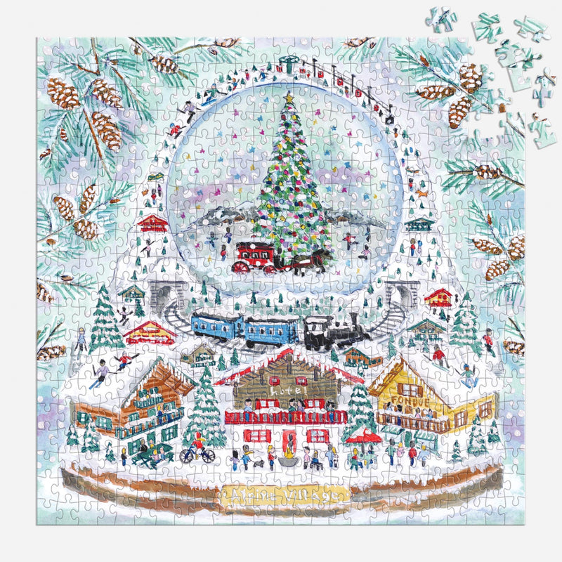 Michael Storrings Alpine Village Snowglobe 500 Piece Foil Puzzle 500 Piece Puzzles Michael Storrings 