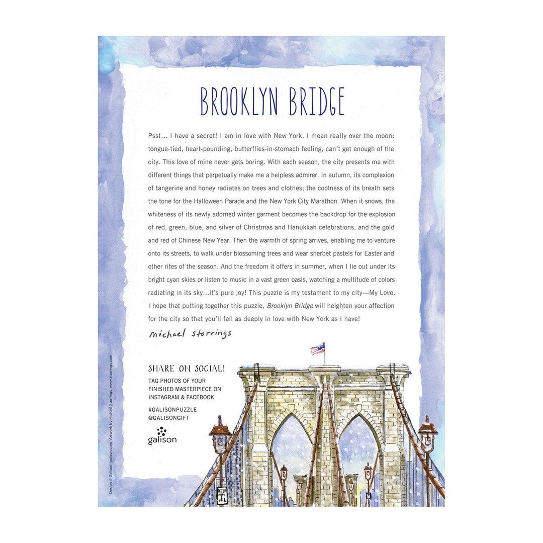 Michael Storrings Brooklyn Bridge 1000 Piece Jigsaw Puzzle Holiday 1000 Piece Puzzles Michael Storrings Collection 