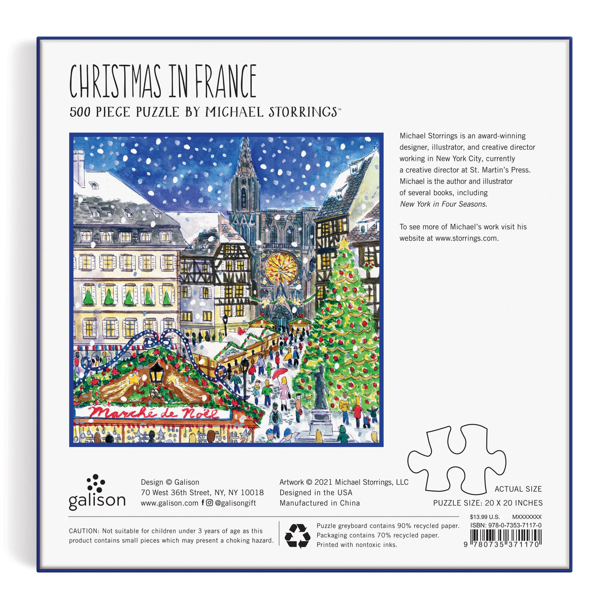 Michael Storrings Christmas in France 500 Piece Puzzle Galison 