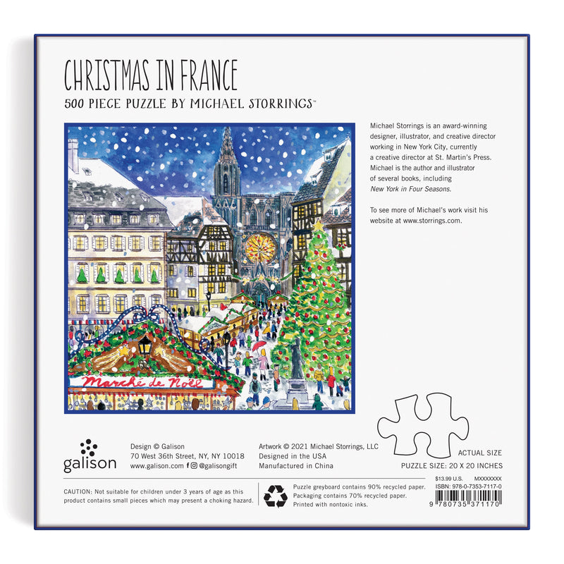 Michael Storrings Christmas in France 500 Piece Puzzle Galison 