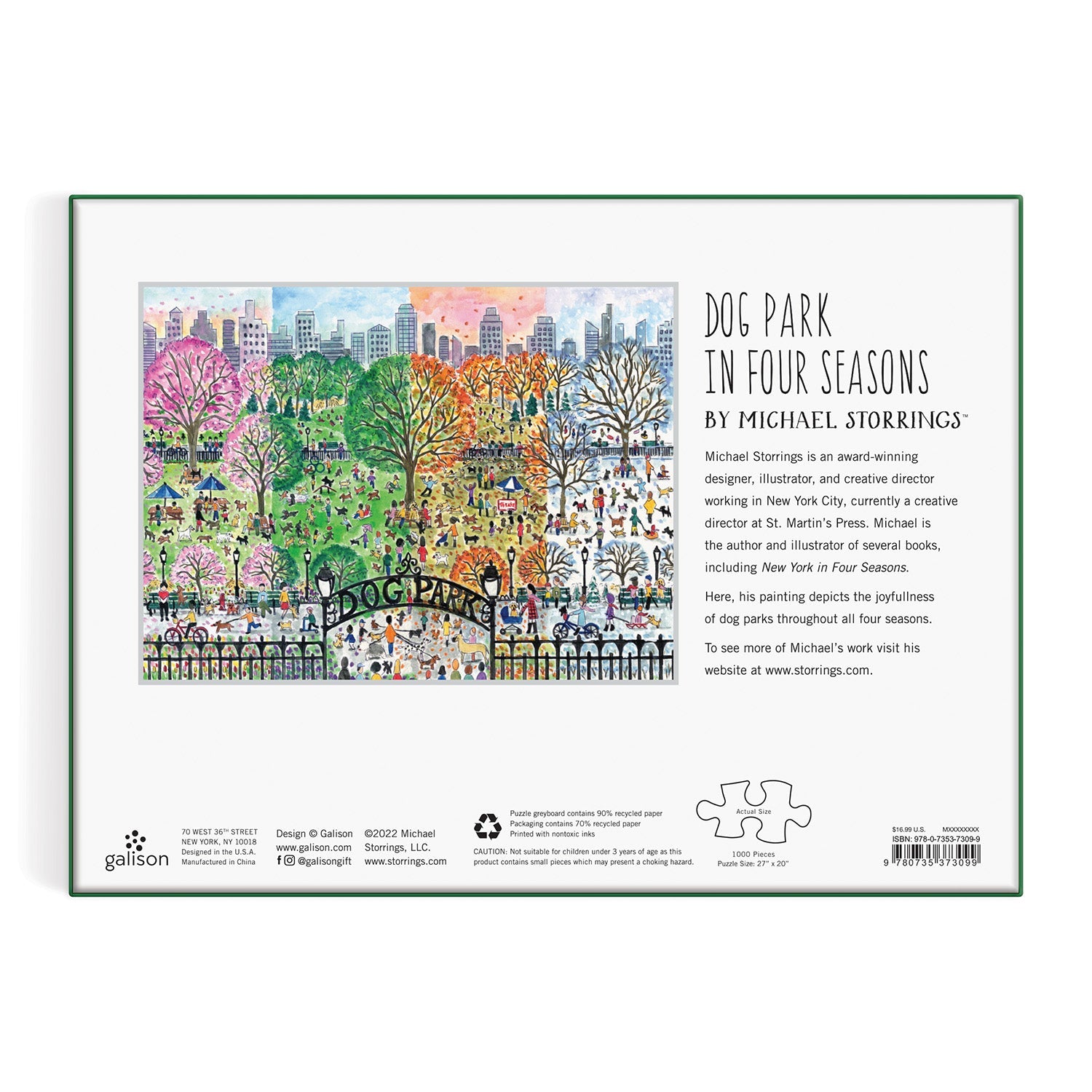 Michael Storrings Dog Park in Four Seasons 1000 Piece Puzzle – Galison