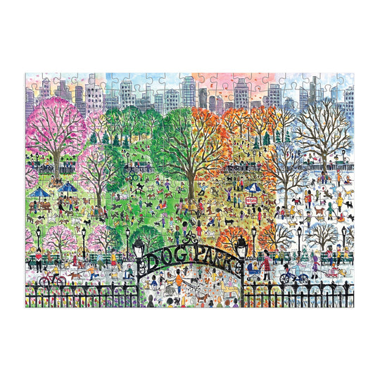 Michael Storrings Dog Park in Four Seasons 250 Piece Wood Puzzle Galison 