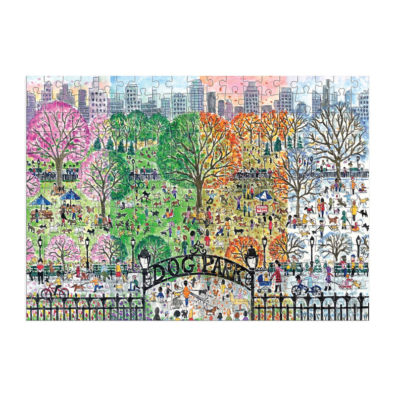 Michael Storrings Dog Park in Four Seasons 250 Piece Wood Puzzle Galison 