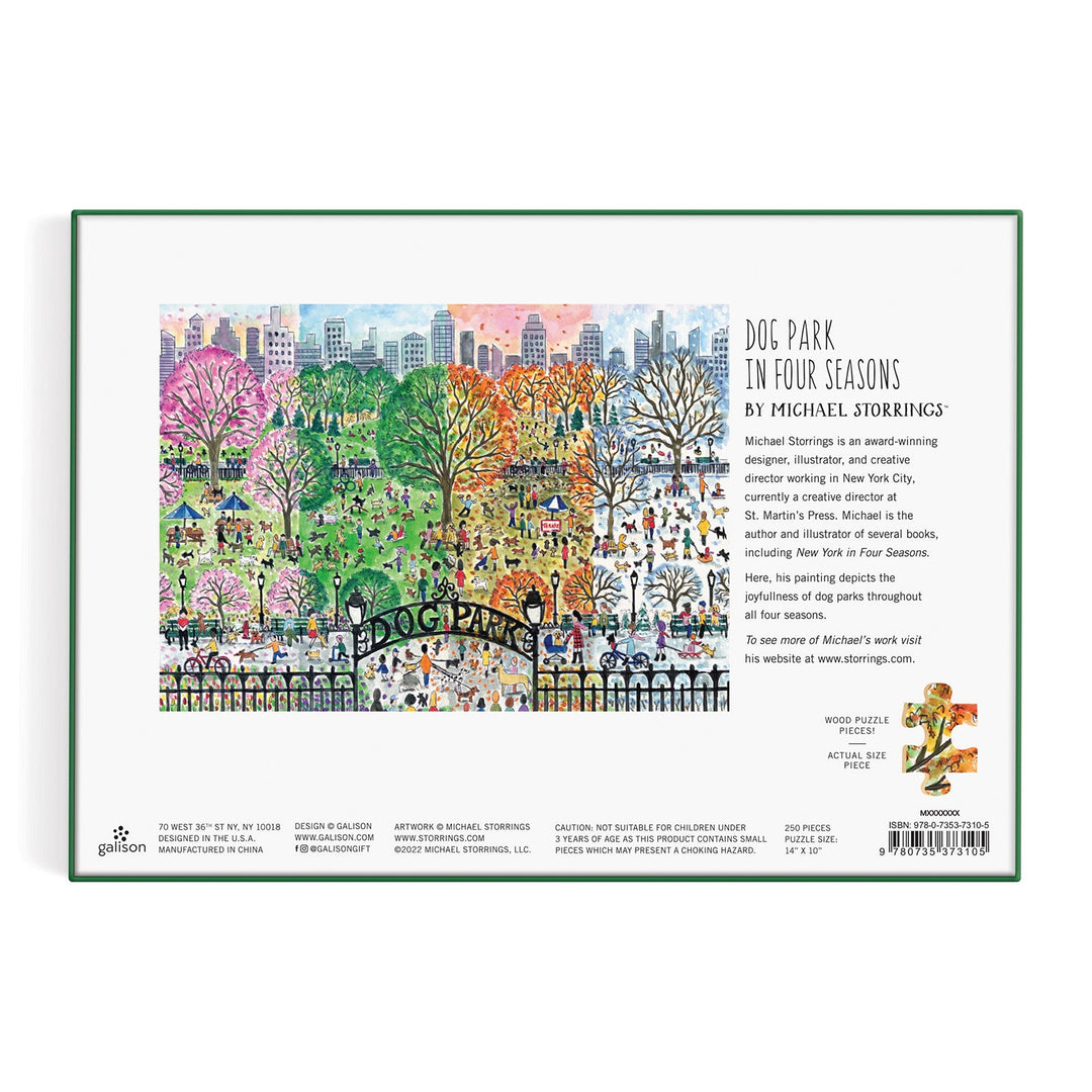 Michael Storrings Dog Park in Four Seasons 250 Piece Wood Puzzle Galison 