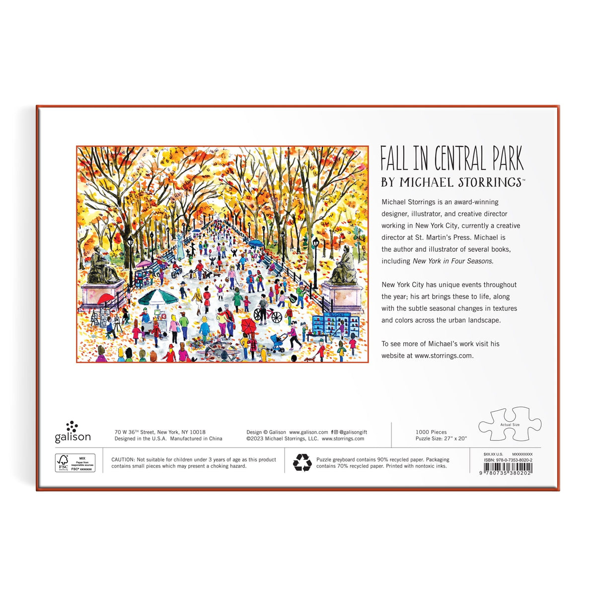 Michael Storrings Fall in Central Park 1000 Piece Puzzle 1000 Piece Puzzles Michael Storrings 