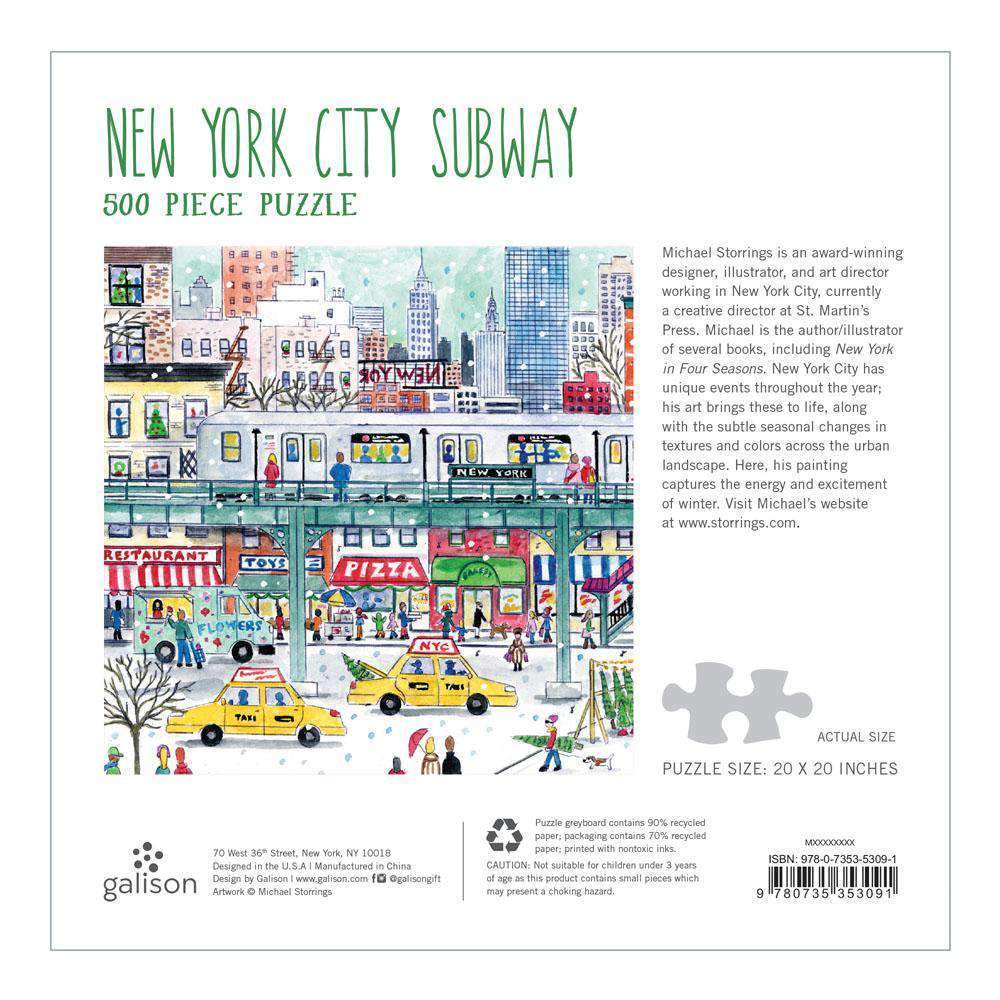 Michael Storrings New York City Subway 500 Piece Puzzle holiday 500 Piece Puzzles Galison 