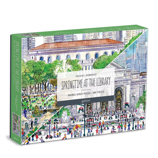 Michael Storrings Springtime at the Library 500 Piece Double-Sided Puzzle 500 Piece Puzzles Michael Storrings 
