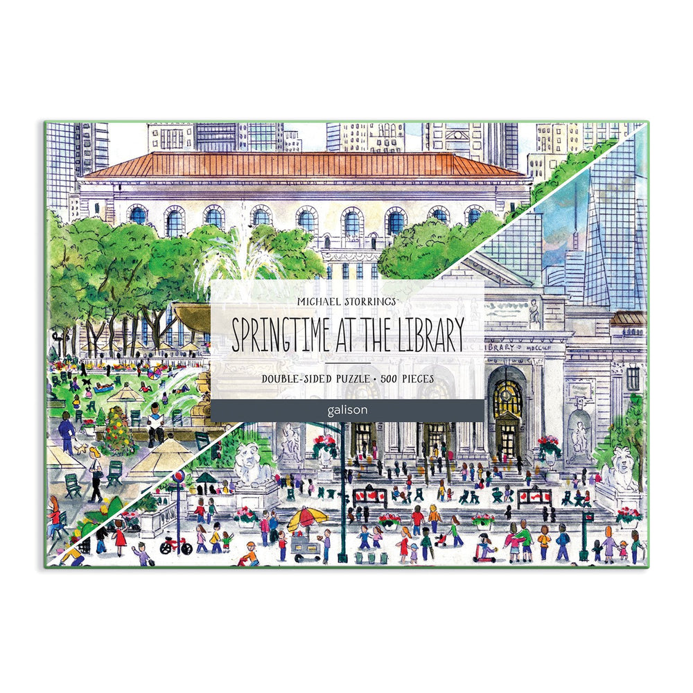 Michael Storrings Springtime at the Library 500 Piece Double-Sided Puzzle 500 Piece Puzzles Michael Storrings 