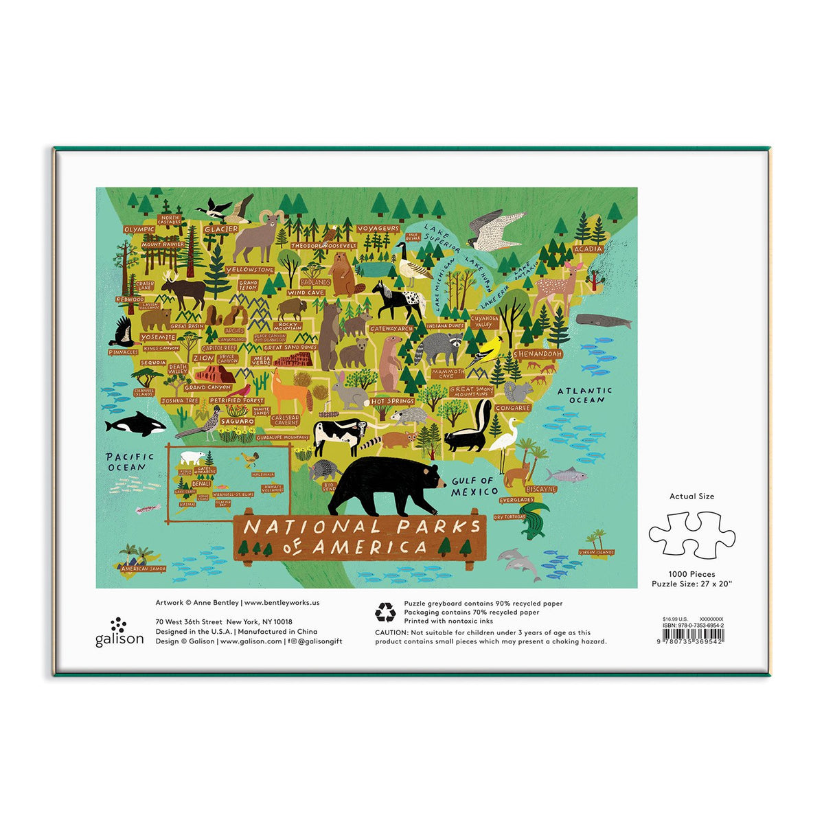 National Parks of America 1000 Piece Jigsaw Puzzle 1000 Piece Puzzles Anne Bentley 