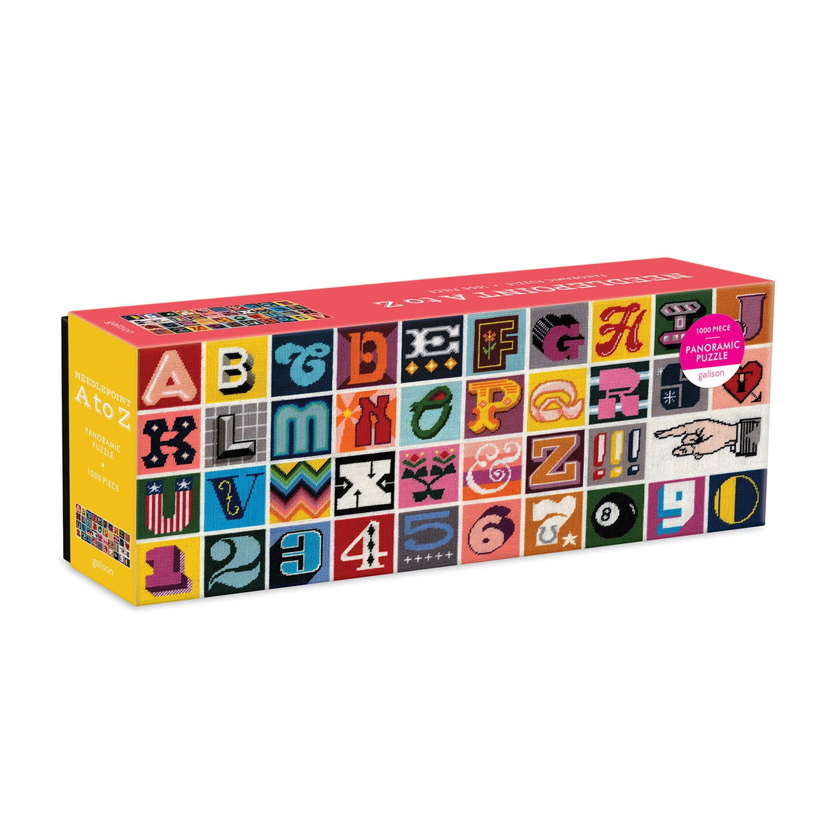 Needlepoint A to Z 1000 Piece Panoramic Puzzle Panoramic Puzzles Galison 