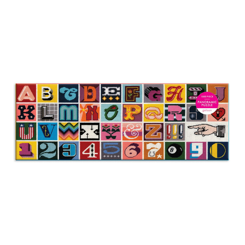 Needlepoint A to Z 1000 Piece Panoramic Puzzle Panoramic Puzzles Galison 