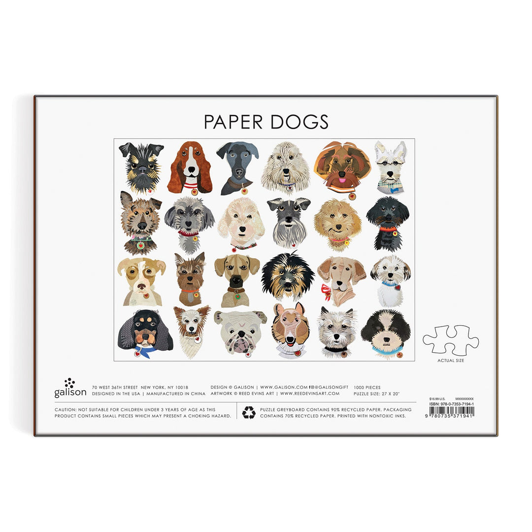 Paper Dogs 1000 Pc Puzzle Galison 