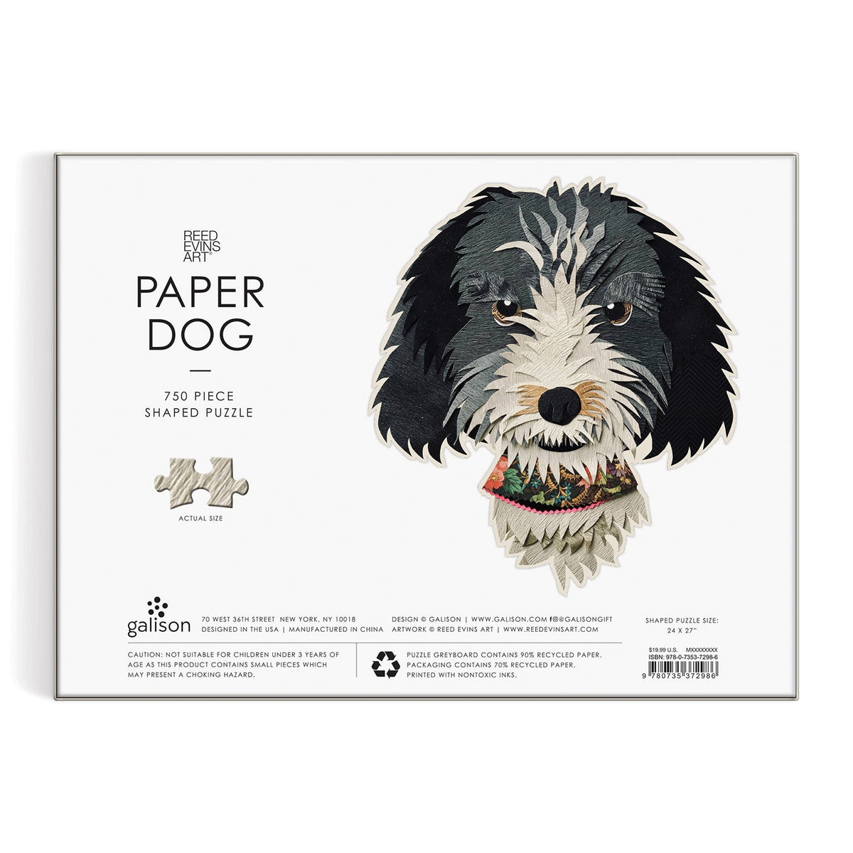 Paper Dogs 750 Piece Shaped Puzzle Galison 
