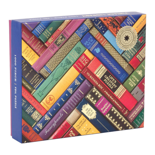 Phat Dog Vintage Library 1000 Piece Foil Stamped Puzzle Foil Puzzles Galison 