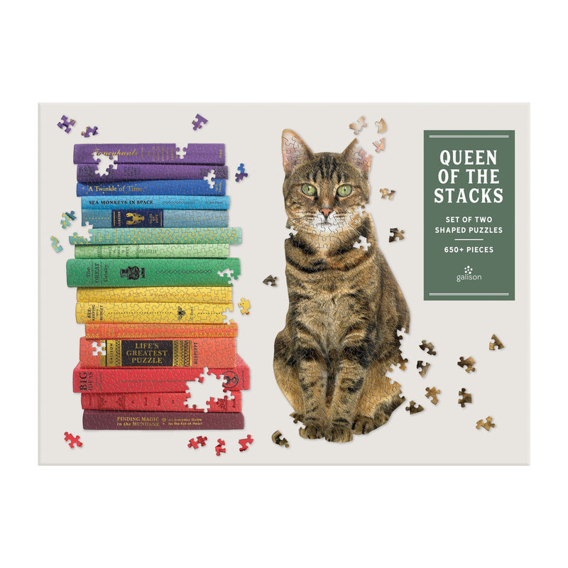 Queen of the Stacks Set of Two Puzzle Set Shaped Puzzles Galison 