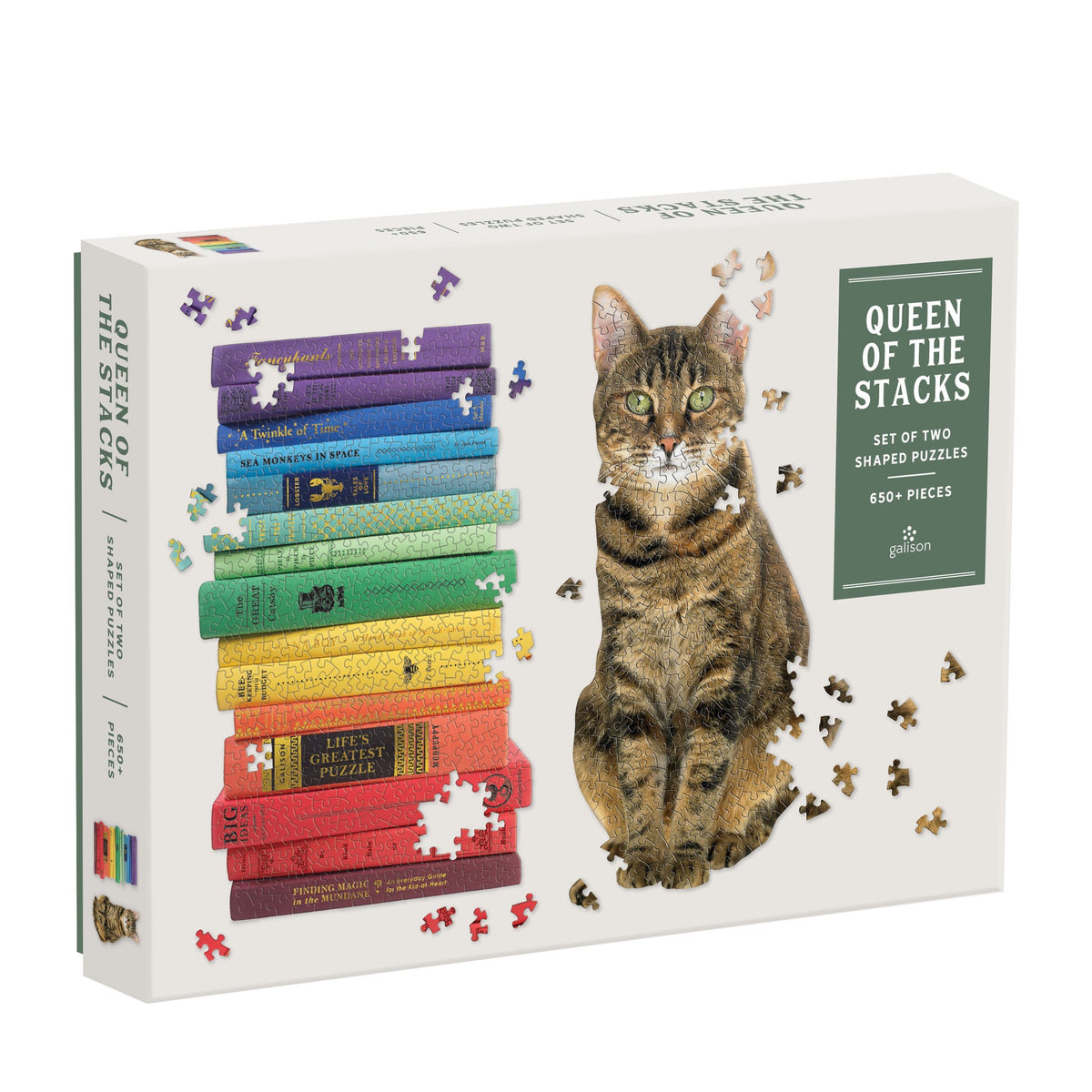 Queen of the Stacks Set of Two Puzzle Set Shaped Puzzles Galison 