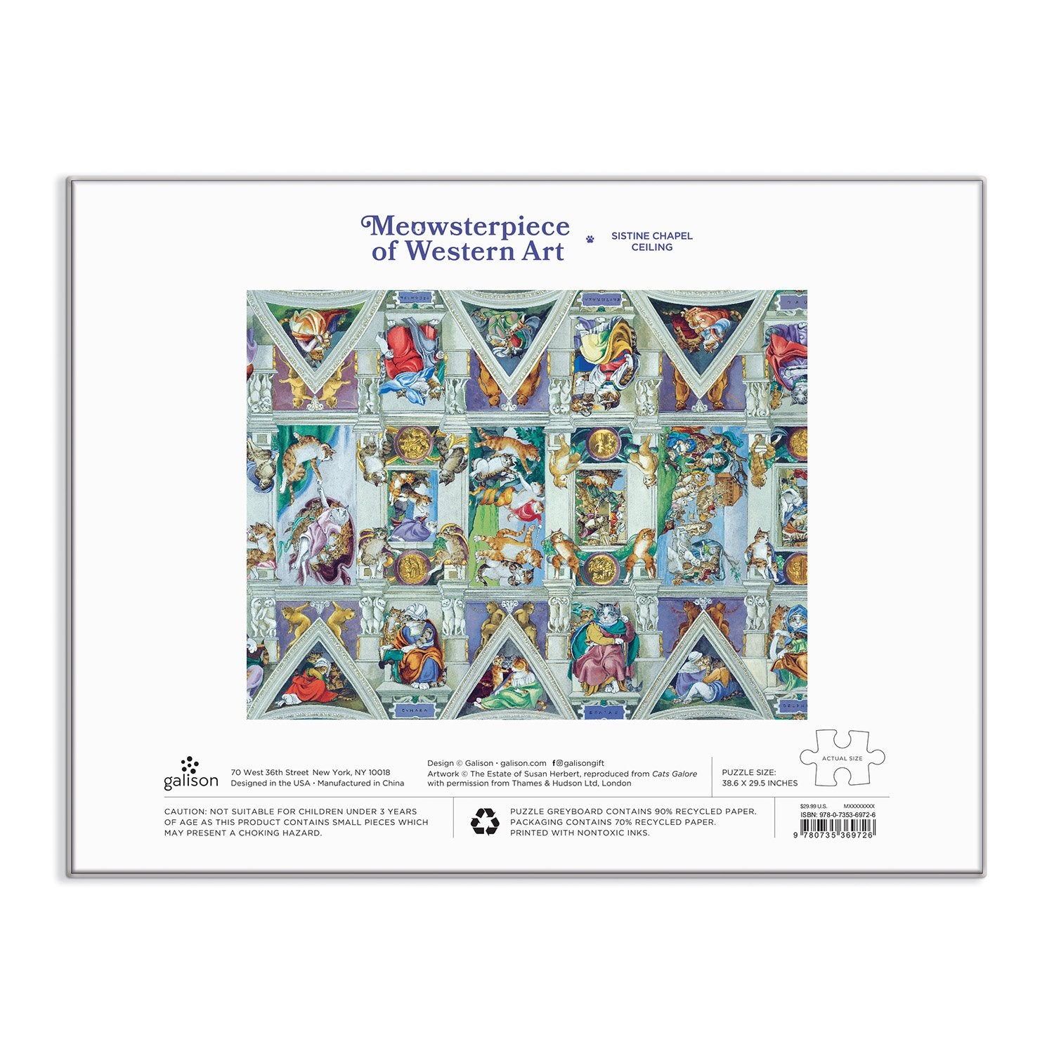 Sistine Chapel Ceiling Meowsterpiece of Western Art 2000 Piece Puzzle