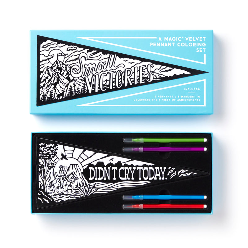 Small Victories Magic Velvet Pennant Coloring Set Brass Monkey 