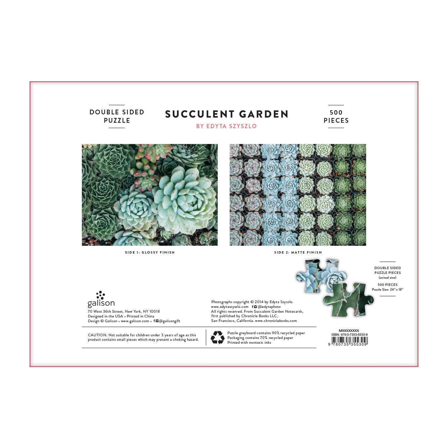 Succulent Garden 2-Sided 500 Piece Puzzle | Galison