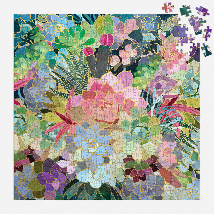 succulent garden double sided puzzle Succulent Mosaic 500 Piece Foil Puzzle