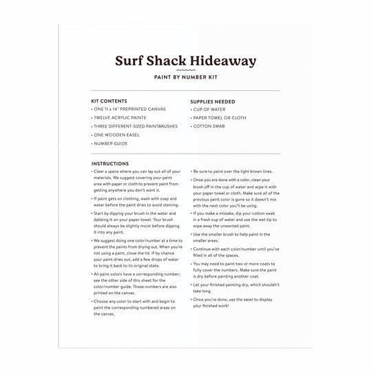 Surf Shack Hideaway 11 x 14 Paint By Number Kit Ceyda Alasar 