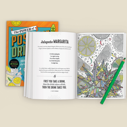 The Power of Positive Drinking Coloring and Cocktail Book Coloring Books Galison 