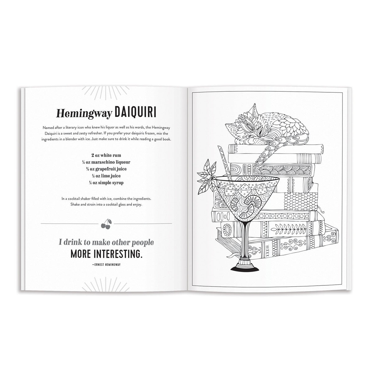 The Power of Positive Drinking Coloring and Cocktail Book Coloring Books Galison 
