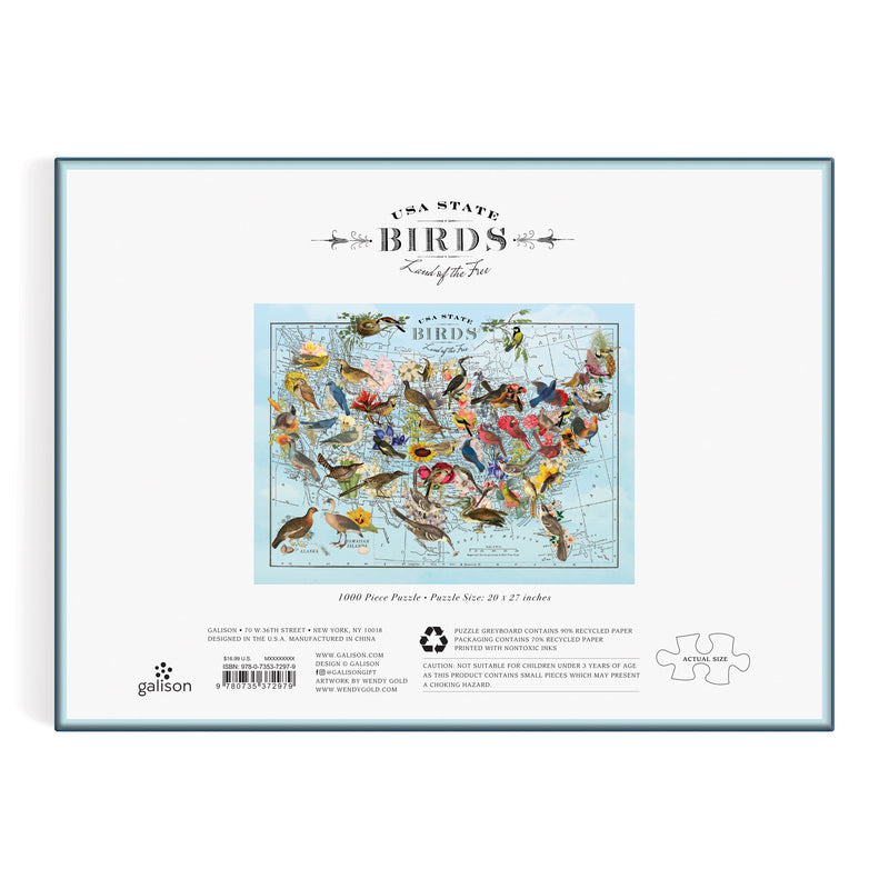Wendy Gold State Birds 1000 Piece Puzzle Galison 