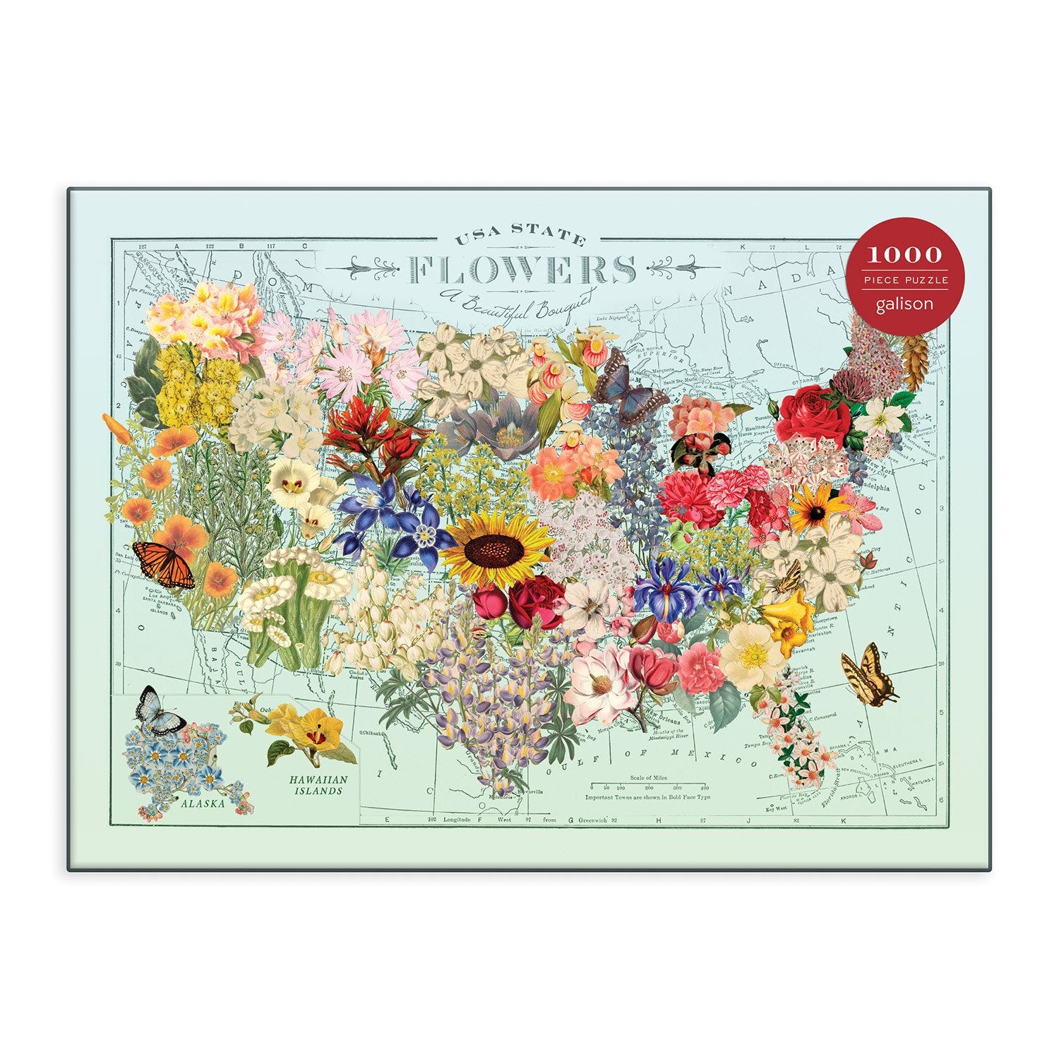 Wendy Gold USA State Flowers 1000-Piece Puzzle | Galison