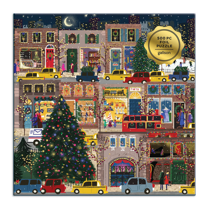 Winter Lights Foil Puzzle 500 Piece Jigsaw Puzzle holiday 500 Piece Puzzles Galison 