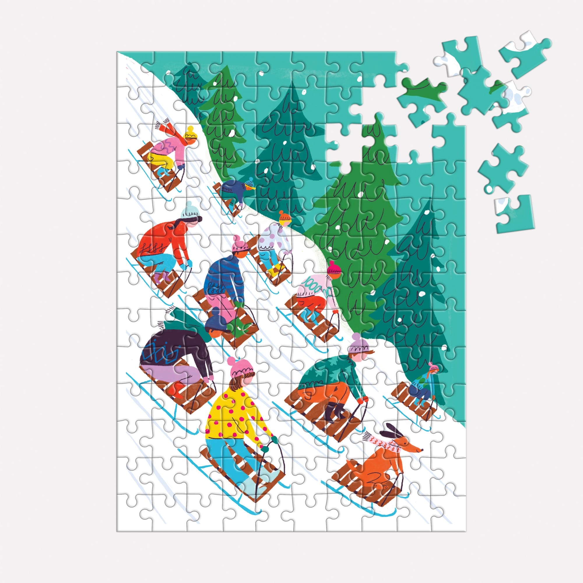 Winter Sledding 130pc Puzzle Ornament | Galison