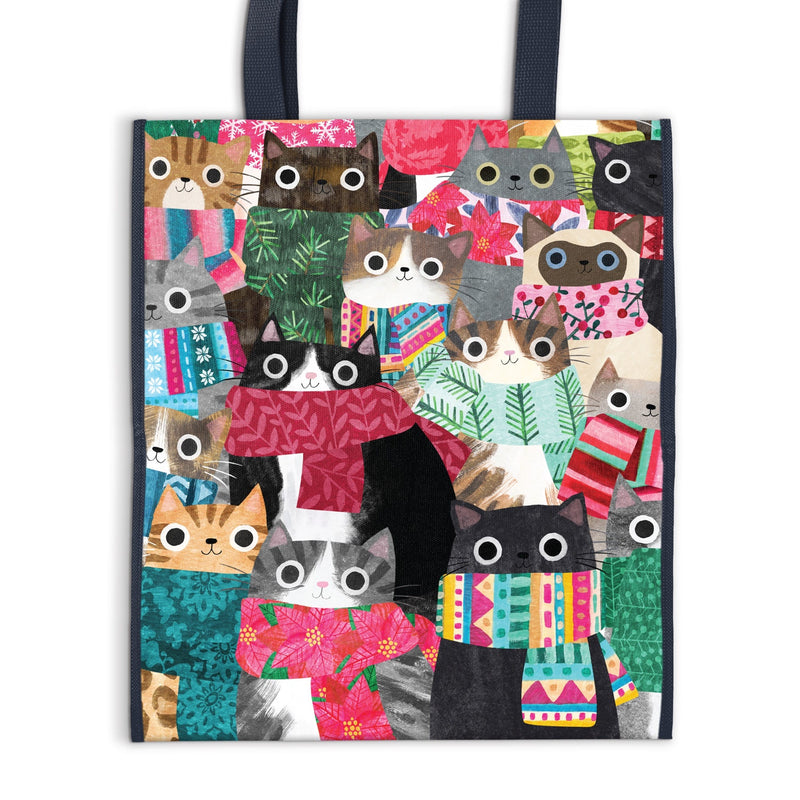Wintry Cats Reusable Tote Tote Bags Angela Rozelaar 